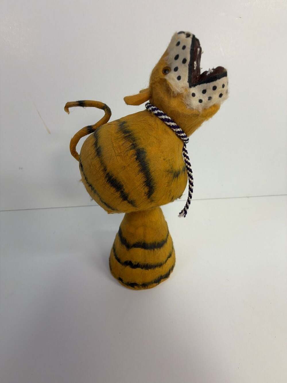 Vintage Japanese Hariko Nodding Paper Mache Tiger Folk Art Figurine